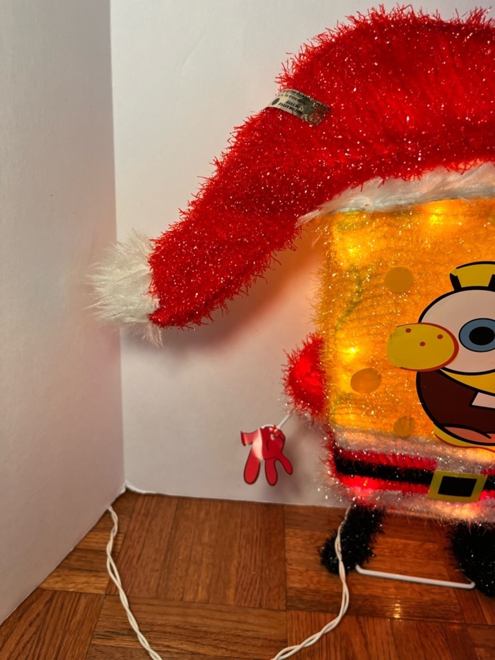 RARE Vintage 2012 SpongeBob Santa 3D Pre-Lit Tinsel Decor HTF - Picture 5 of 11